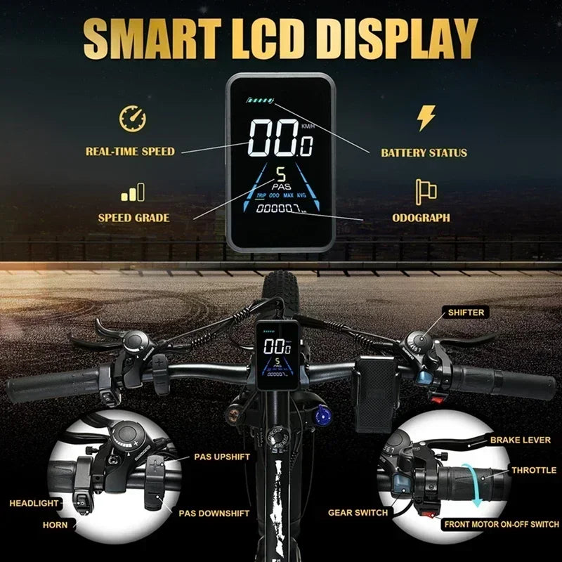 KETELES K800 Adult Mountain Electric Bicycle 2000W Motor 48V23Ah Battery Electric Bike 26 Inch Fat Tire Mountain Off-Road Ebike