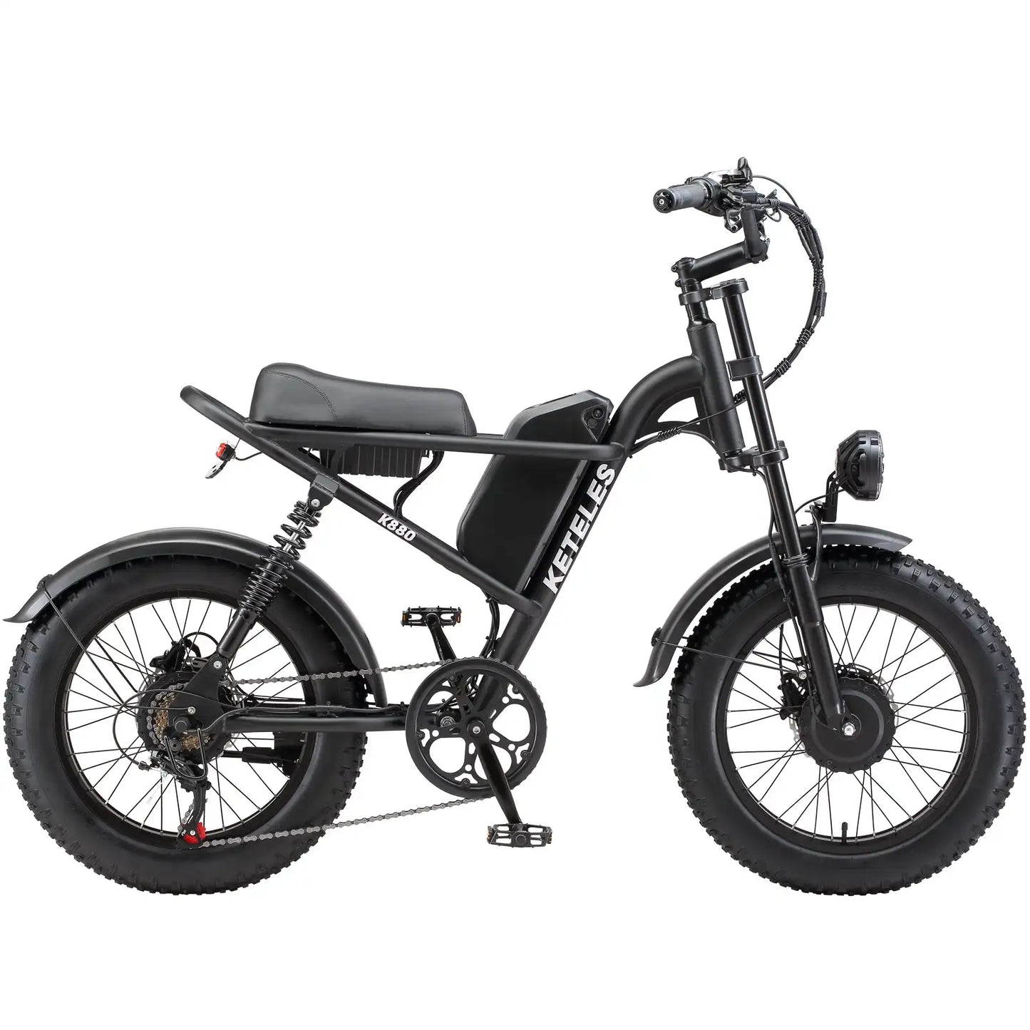 KETELES K880 Adult Electric Motorcycle, 2000W Motor, 23AH/17.5AH Battery, 7-Speed, 20'' Fat Tire Electric Bike