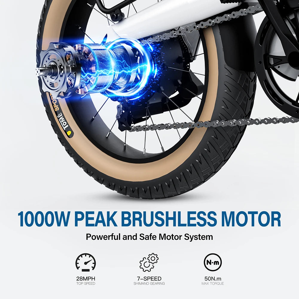 Coswheel M20 Electric Bike Electrical Bicycle for Adult 1000W Ebike 20 Inch Tire 48V 20AH Battery Outdoor Road Snow Bike Cargo