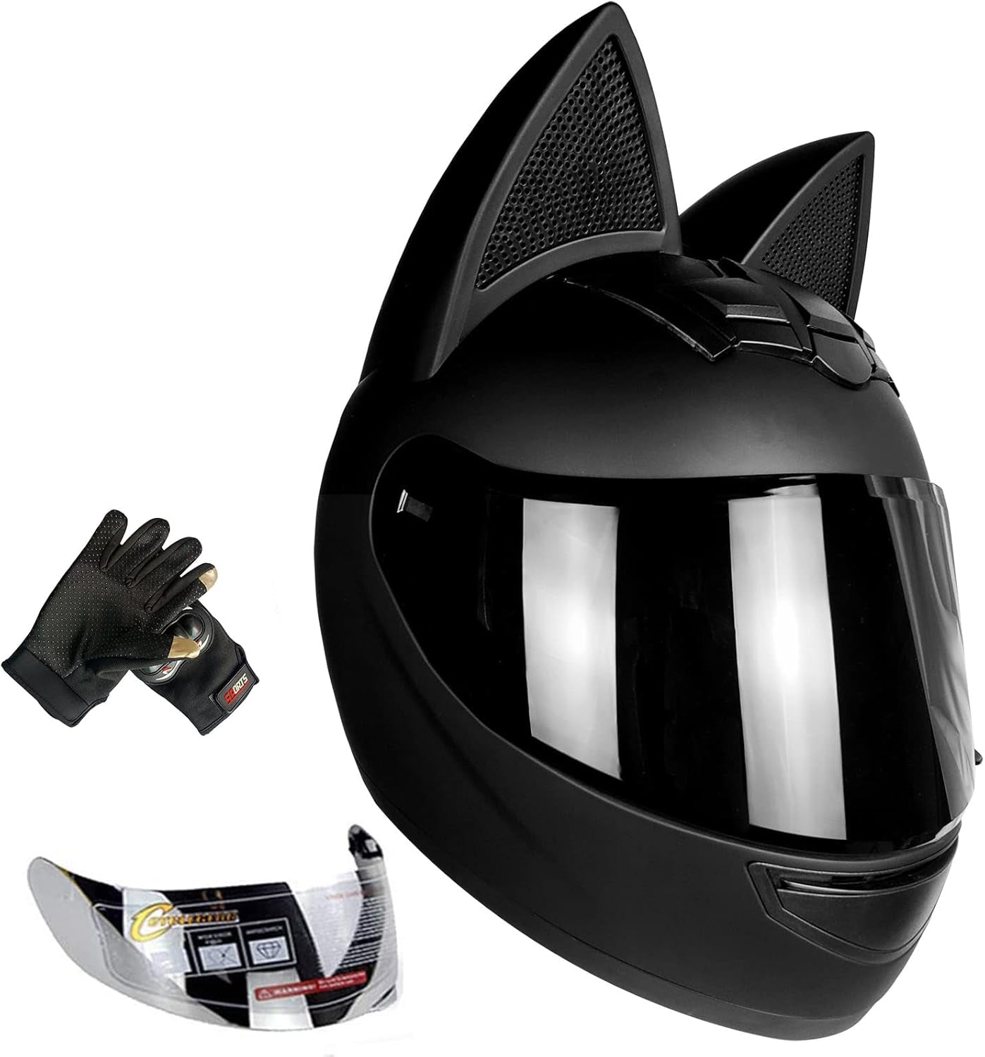 Personalized Cool Cat Ear Electric Motorcycle Helmet Winter Full Helmet Men and Women Racing Shaped Motorcycle Helmet