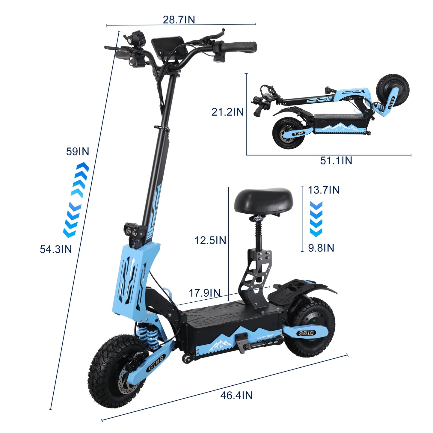 Electric Scooter for Adults 5600W Dual Motor 60V27AH Folding E-Scooter with Adjustable Seat 46MPH 11'' Off-Road Tires Escooter
