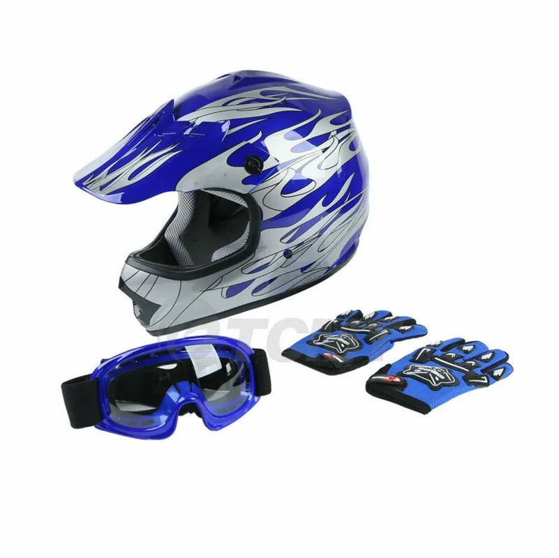 DOT Motorcycle Youth Kids Child Helmet Full Face Motocross Casco Moto Off-Road Street Goggles Gloves Bike Helmets ATV Capacete