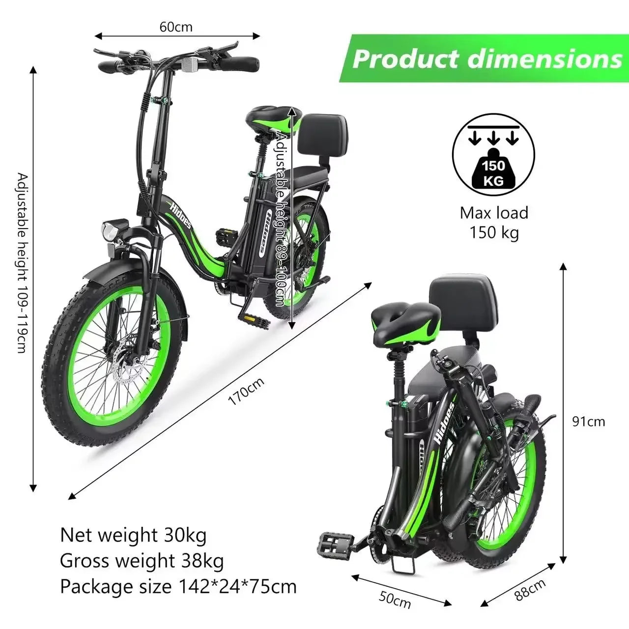 Folding Electric Bike 750W Powerful Motor 48V13AH Waterproof Lithium Battery E Bike Adult Mountain 20 Inch Tire Electric Bicycle