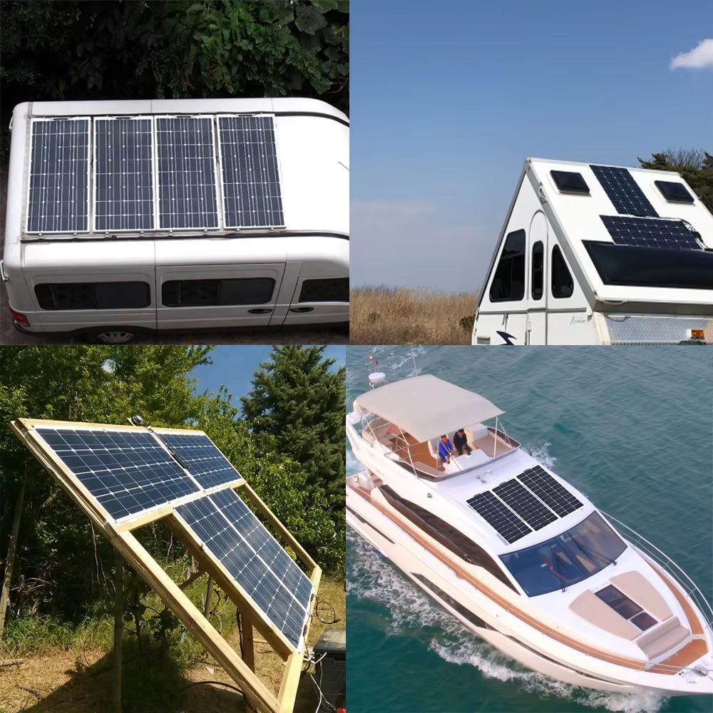 12V Flexible Solar Panel Kit 240W 360W 480W 600W 720W Charge Controller Cable for Battery