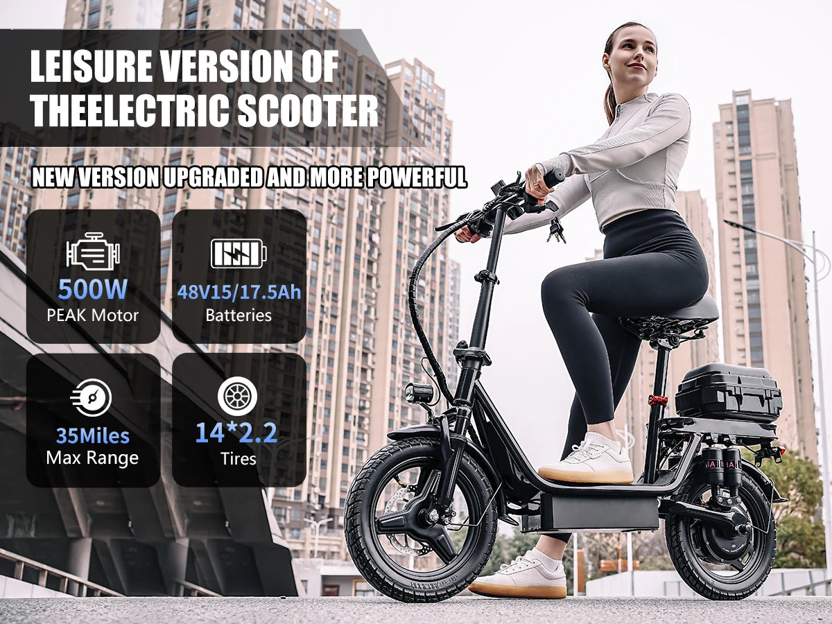 Electric Scooter for Adults, 700W Peak Motor, 48V 15Ah Battery,300Lbs Max Load,Foldable Commuting Motor Scooter Adjustable Seat