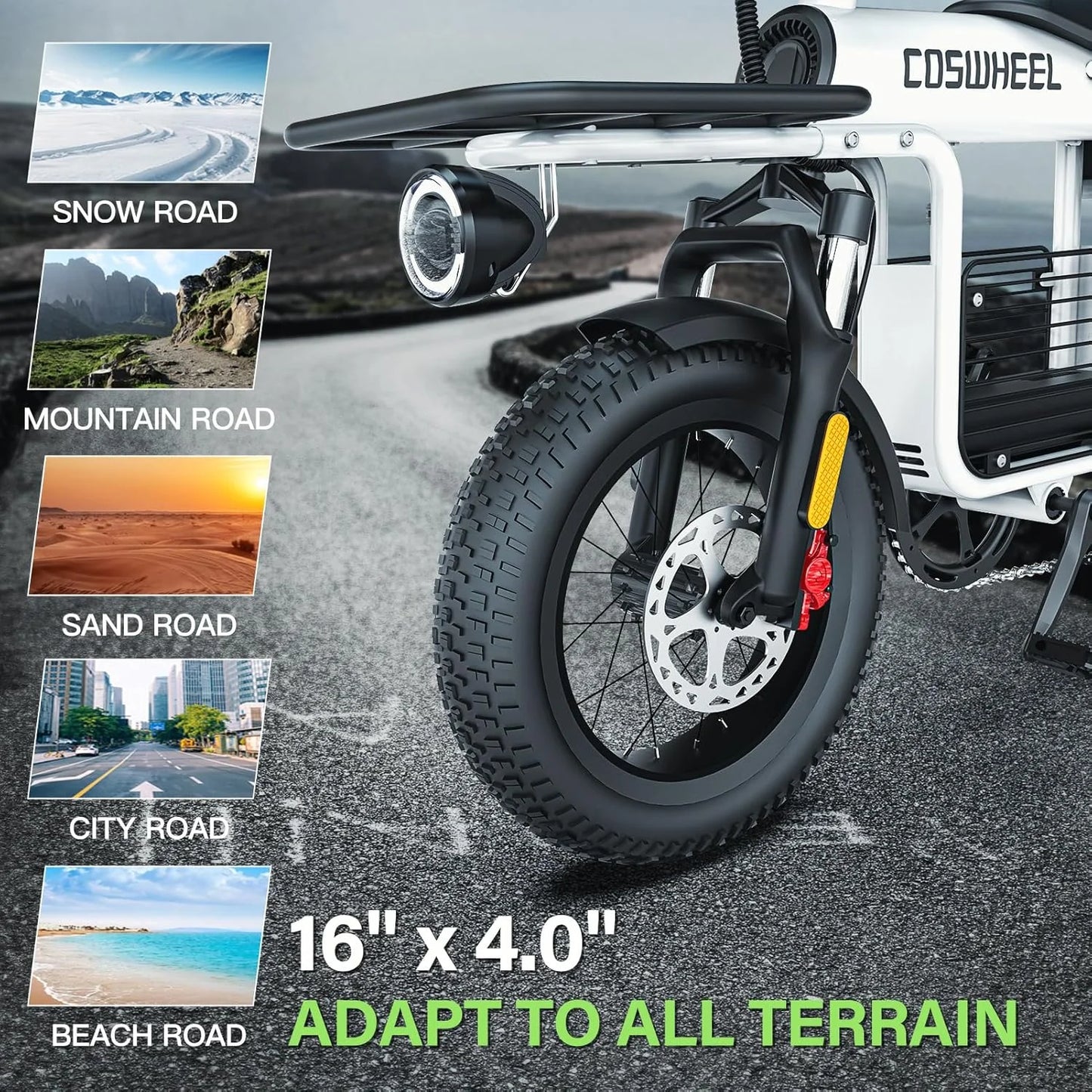 Coswheel Electric Bike Adult Road Ebike T16 Mountain Ebikes Urban Commuting Electric Bike 48V 20AH Outdoor Electric Motorcycle