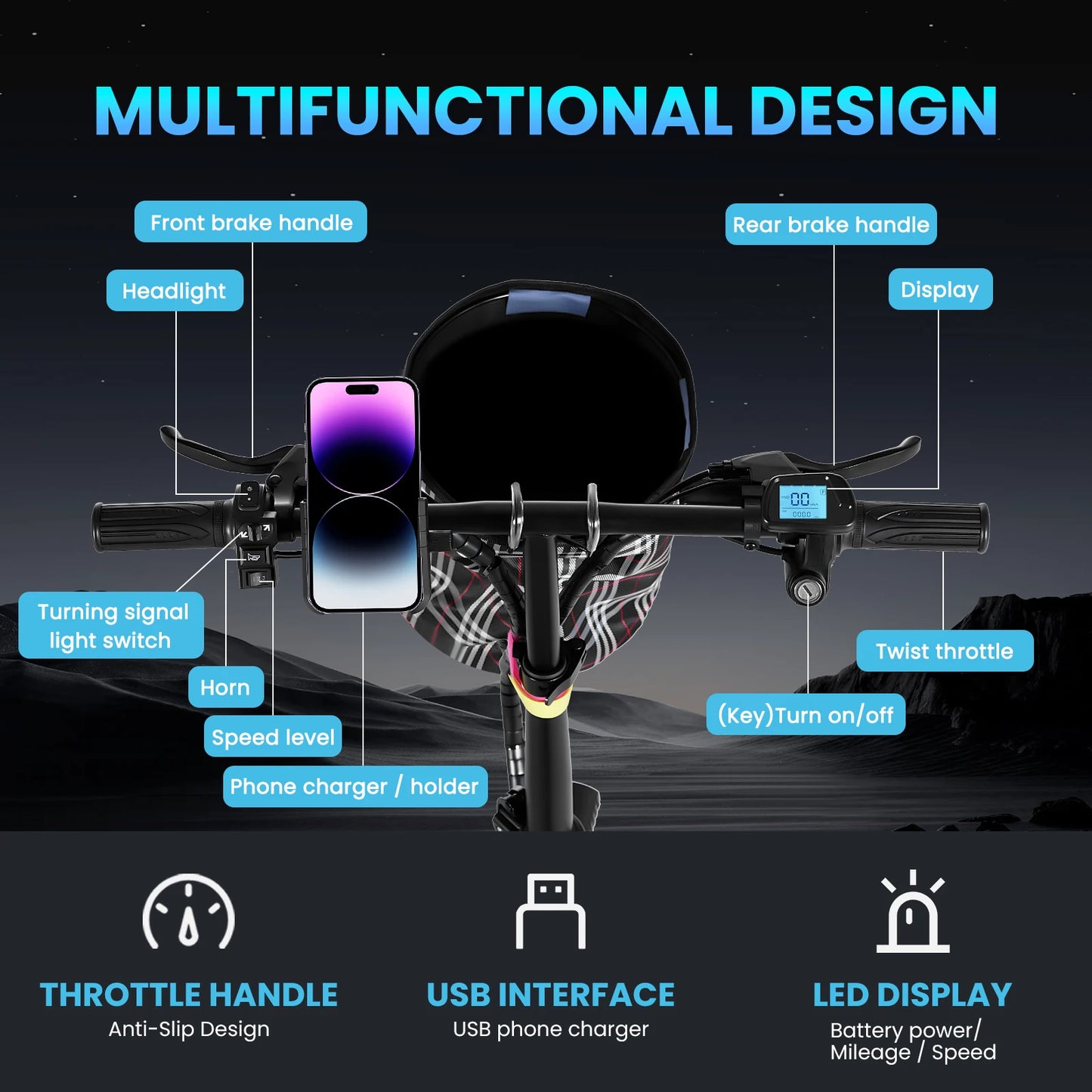 A9 Foldable Electric Bicycle 500W LED Display 3 Modes 14Inch Vacuum Tire