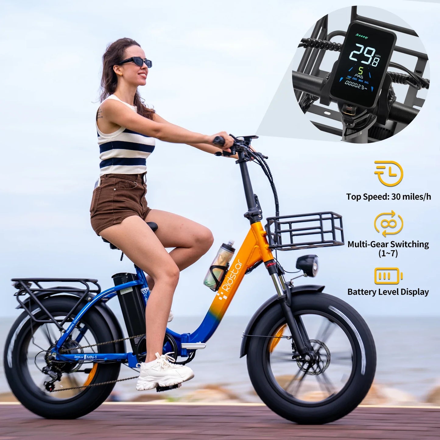 MN-20 Electric Bicycle 1000W Motor 48V15AH Lithium Battery Mountain Snow Foldable Ebike Adult 20*4.0 Inch Fat Tire Electric Bike