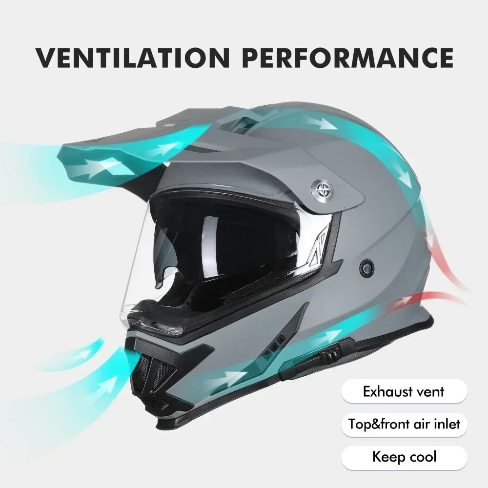 Motorcycle Full Face Dirt Bike ATV Dual Sports Helmet with GOPRO off Road Motorcross Helmet Casco Para Motos DOT ECE Approved
