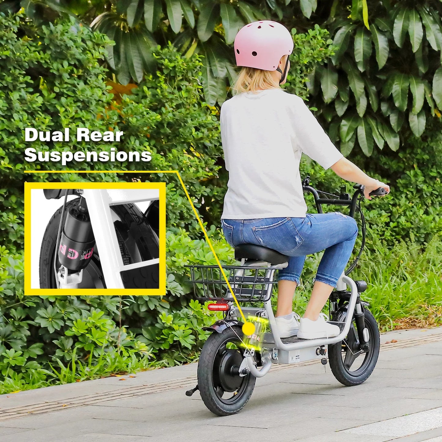Hoteel Peak 819W Electric Scooters for Adults, 25 Miles Range, 20MPH Top Speed, Foldable Electric Scooter with Seat, Dual Shock Absorbing Electric Bike for Commuting
