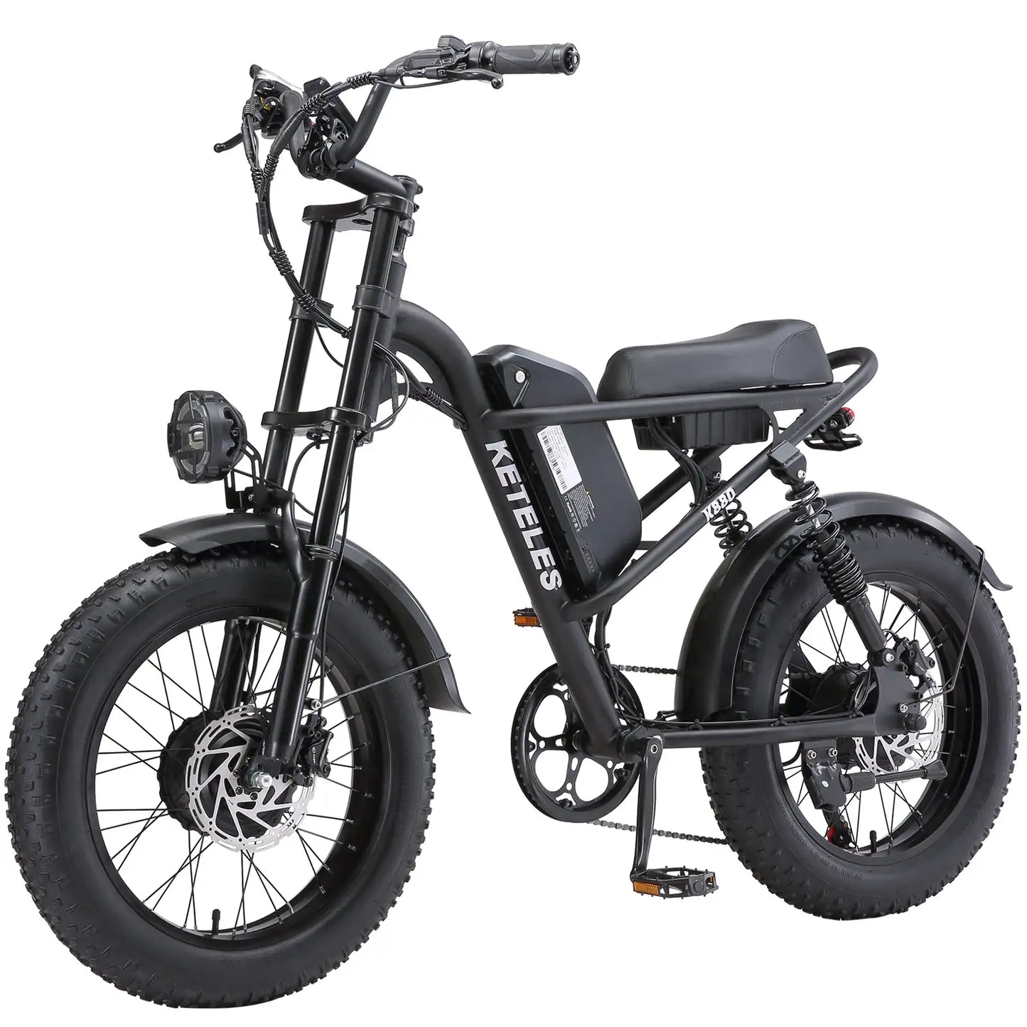 KETELES K880 Adult Electric Motorcycle, 2000W Motor, 23AH/17.5AH Battery, 7-Speed, 20'' Fat Tire Electric Bike
