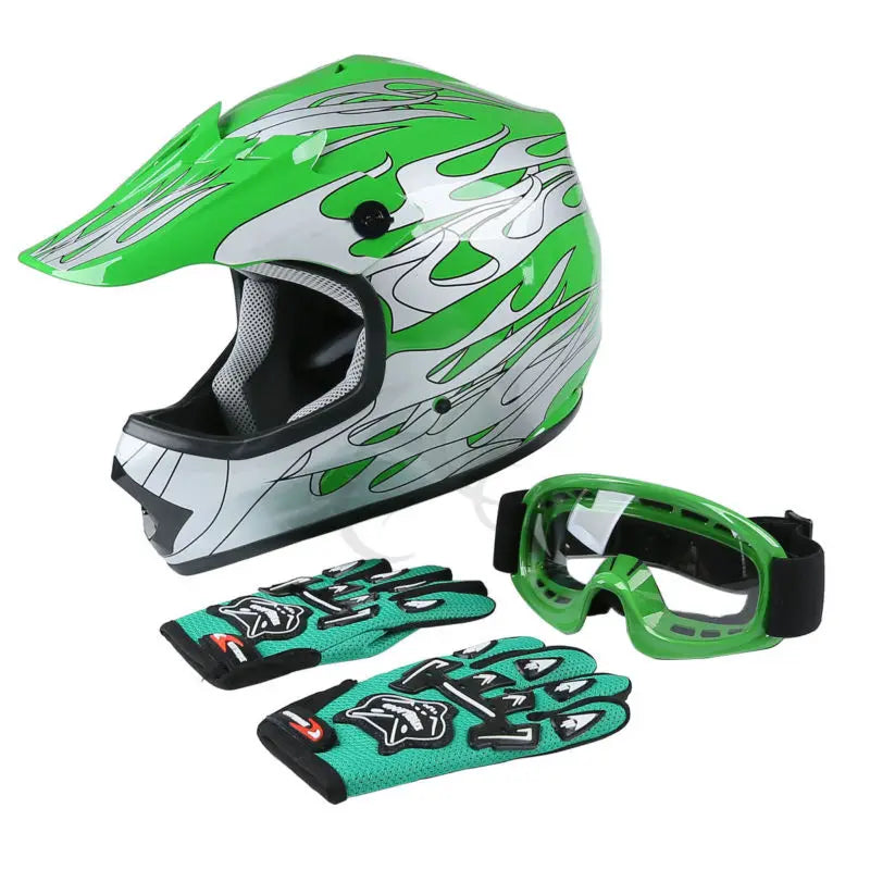 DOT Motorcycle Youth Kids Child Helmet Full Face Motocross Casco Moto Off-Road Street Goggles Gloves Bike Helmets ATV Capacete