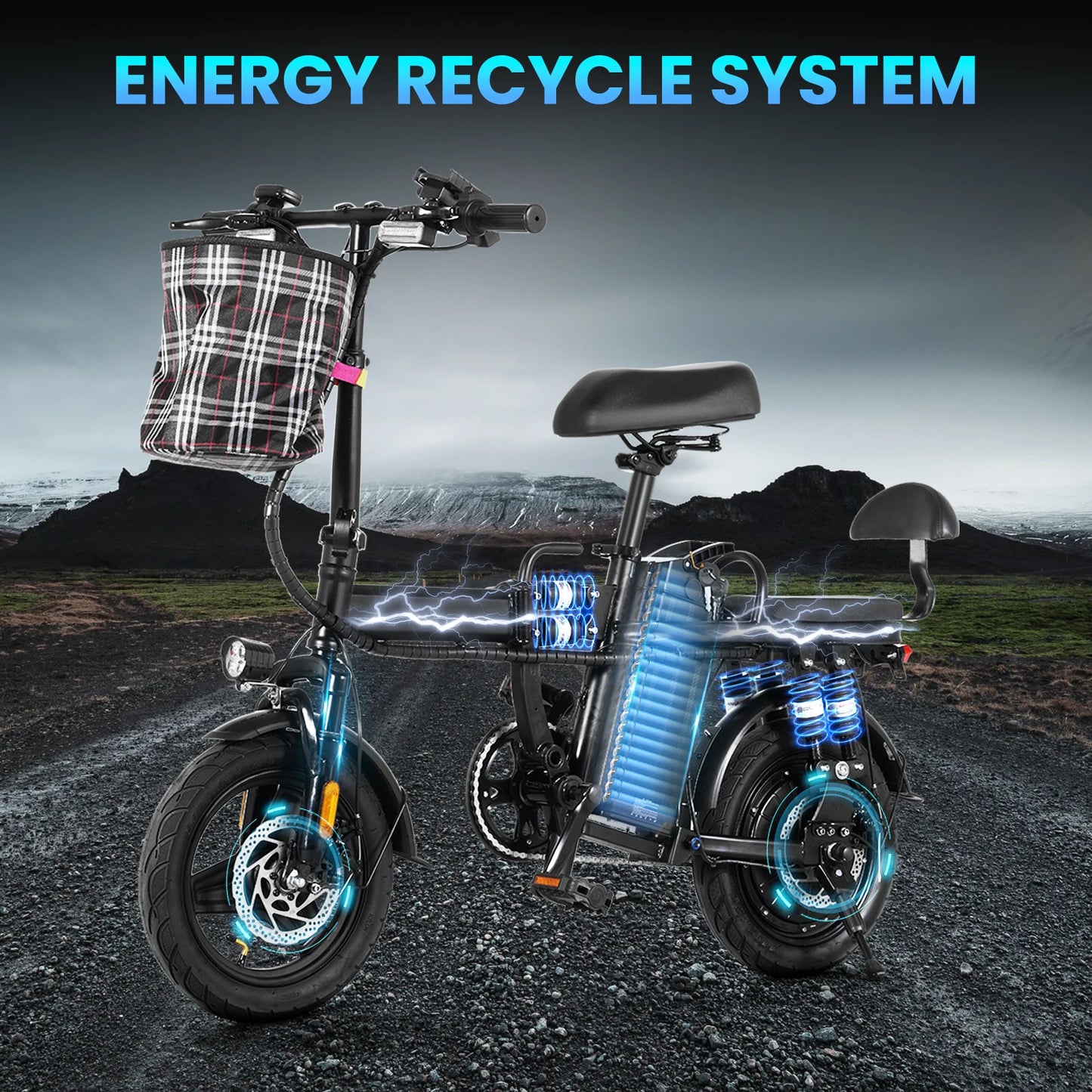 A9 Foldable Electric Bicycle 500W LED Display 3 Modes 14Inch Vacuum Tire