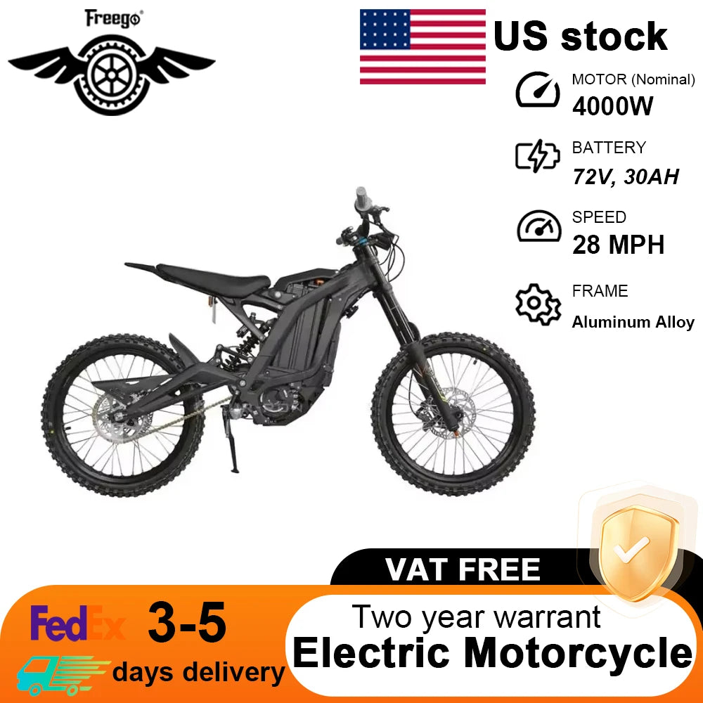 Freego Electric Motorcycle for Adults Electric Mountain Dirt Bike 8000W(Peak) Motor 72V 30Ah Removable Battery 19" X2 Tire