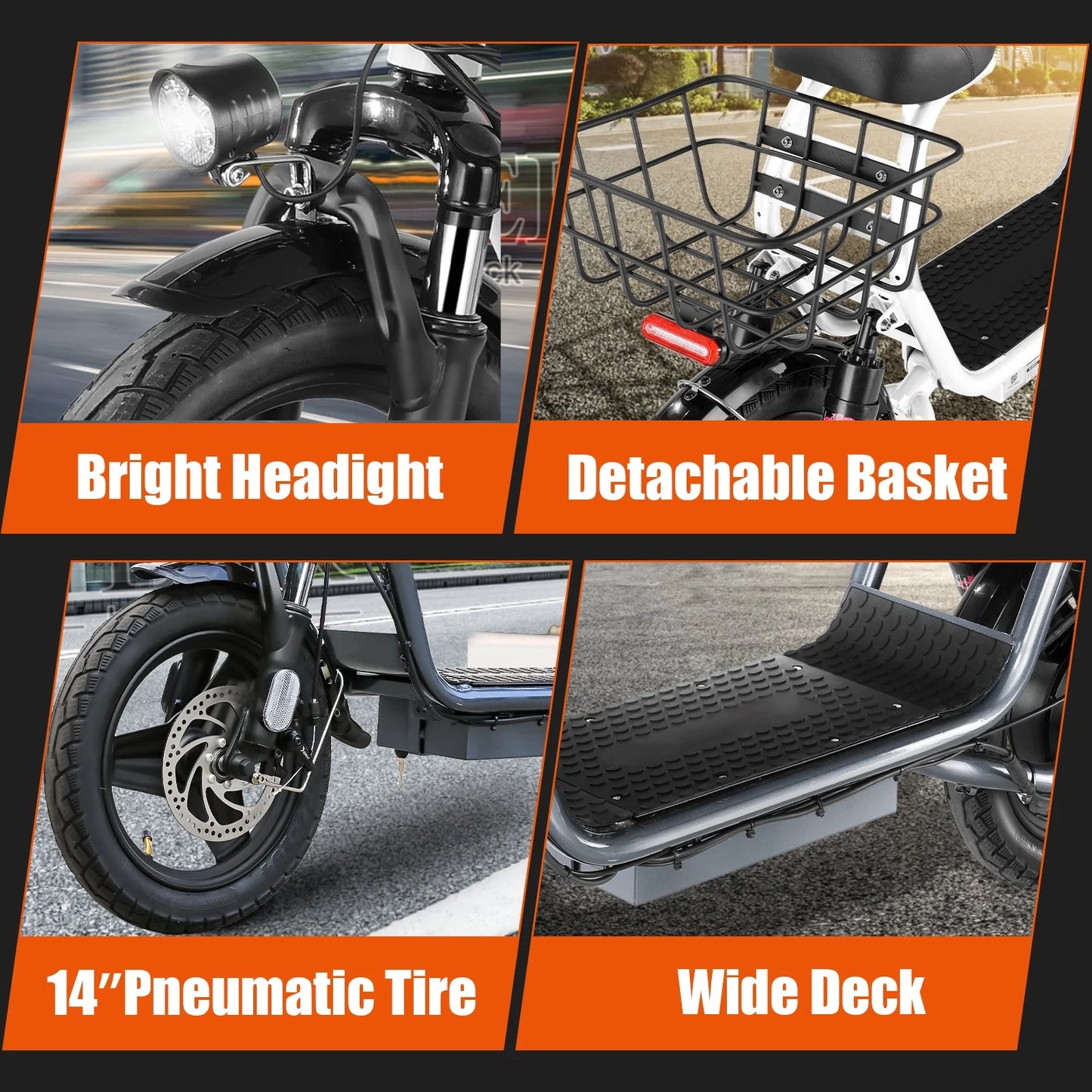 Hoteel Peak 819W Electric Scooters for Adults, 25 Miles Range, 20MPH Top Speed, Foldable Electric Scooter with Seat, Dual Shock Absorbing Electric Bike for Commuting
