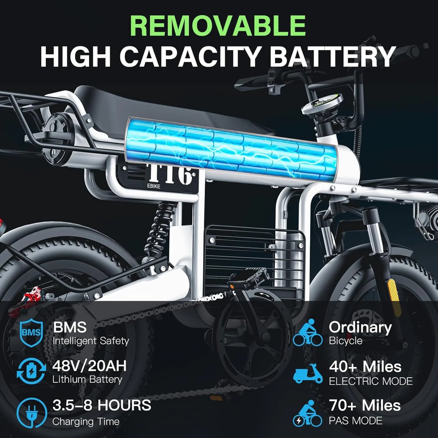 Coswheel Electric Bike Adult Road Ebike T16 Mountain Ebikes Urban Commuting Electric Bike 48V 20AH Outdoor Electric Motorcycle