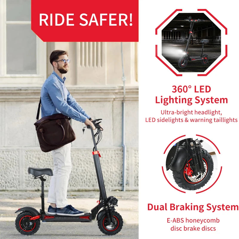 800W E-Scooter Adult City Commuting Folding Electric Scooter 48V 18AH Foldable Electric Scooter with Seat E-Scooter