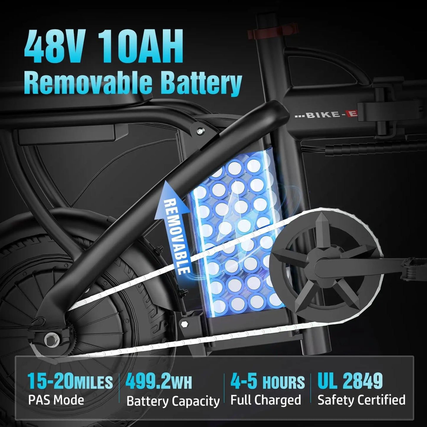 500W Electric Bike for Adults, 48V 10AH Removable Battery, 20MPH & 25Miles, 14" Folding Motor Commuter E Bike with 3 Modes