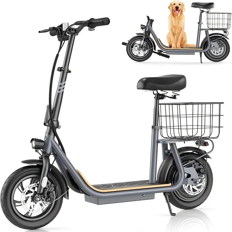 Caroma Electric Scooters for Adults&Teens, 350W Peak Motor, 30 Miles Max Range, Foldable Electric Scooter and Detachable Basket