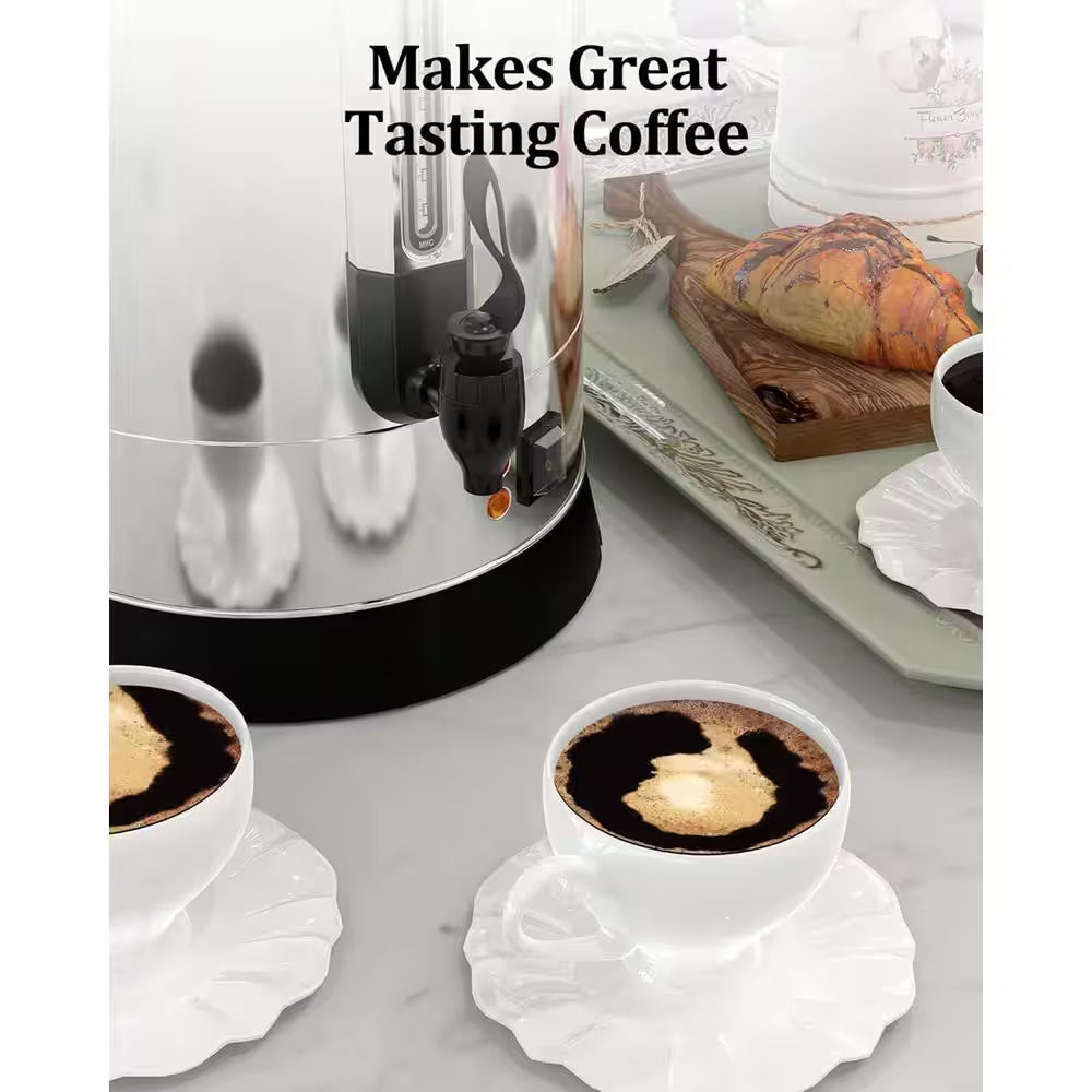 100 Cup Gary Stainless Steel Electric Coffee Urn and Hot Water Dispenser with Water Collecting Tray