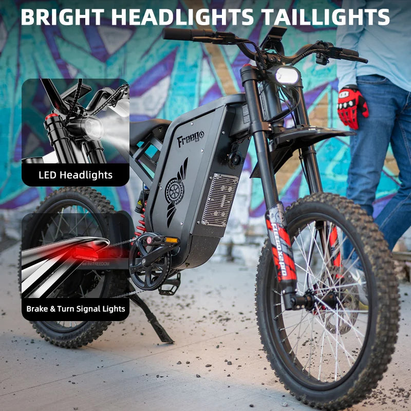 Freego X2 Pro Electric Motorcycles Peak 6000W Brushless Gearless Motors 60V30AH Lithium Battery Speed 85Kmh Adult off Road Ebike