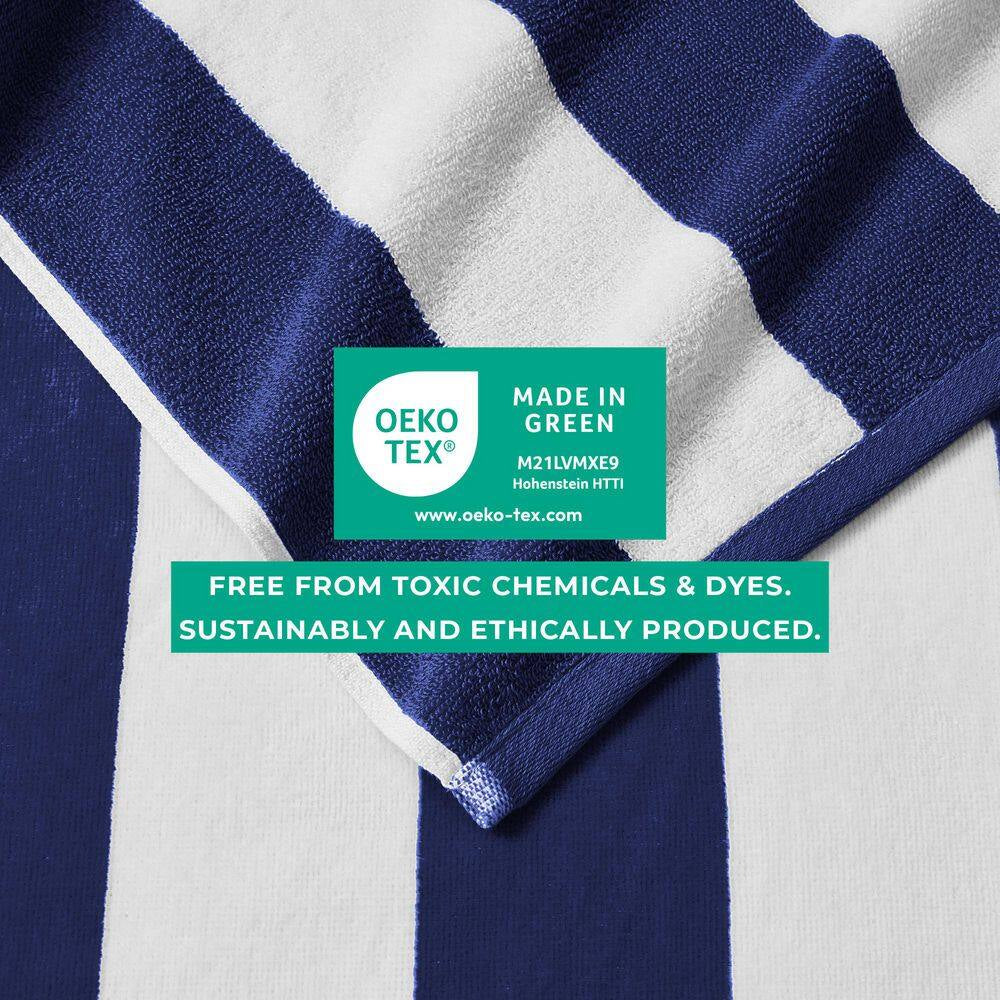 Navy 100% Cotton Cabana 4-Pack Oversized Beach and Pool Towels