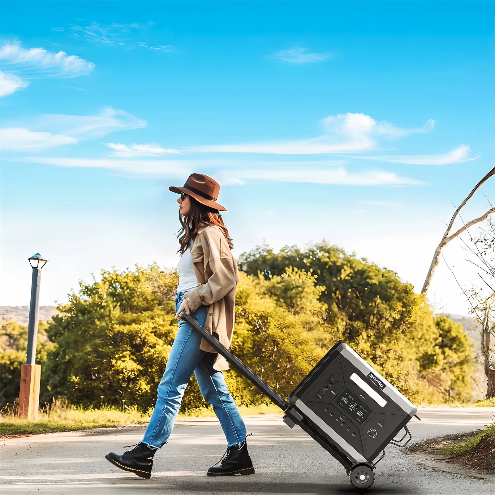 SOLARPLAY LCD Display Electric Power Station Photovoltaic Panel 400W Emergency Solar Kit with Trolley Outdoor Camping Equipment