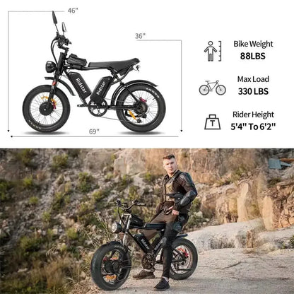 Electric Bicycle 2000W Powerful Dual Motor 52V 40Ah Dual Battery Q20 Ebike Motorcycle Mountain 20X4.0 Fat Tire Electric Bike