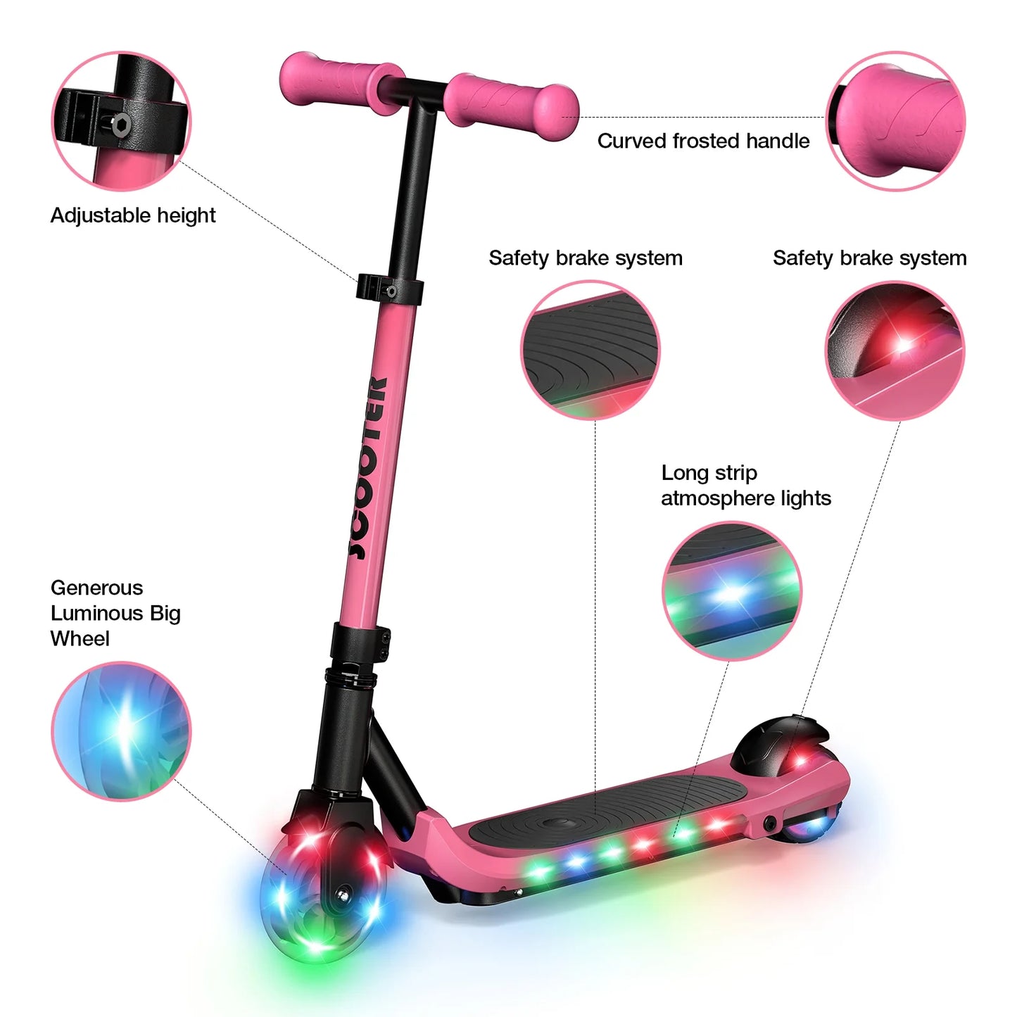 Electric Scooter for Kids, 60W Electric Scooter for Kids Ages 8+, up to 120 Lbs & 60 Mins of Ride