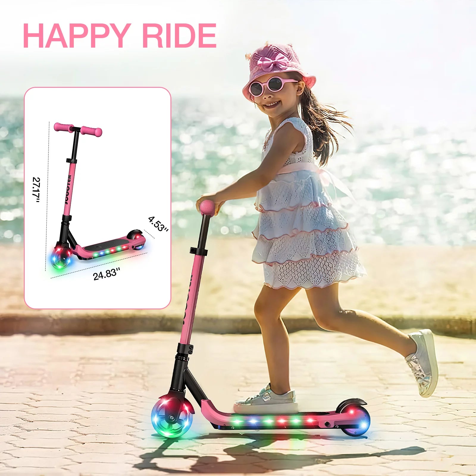 Electric Scooter for Kids, 60W Electric Scooter for Kids Ages 8+, up to 120 Lbs & 60 Mins of Ride