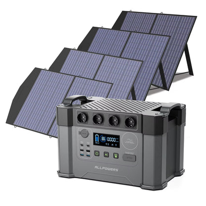ALLPOWERS S2000 Pro Outdoor Generator 2400W MPPT Portable Power Station with 4X100W Folable Solar Panels for RV Camping, Home