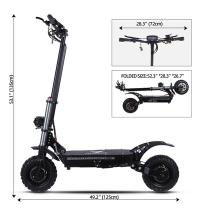 6000W High Power Adult Electric Scooter Off-Road Commute Foldable 60V 38Ah Large Battery 60 Miles Range 50 Mph Fast E-Scooter