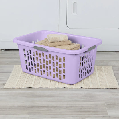Sterilite 2 Bushel Laundry Basket, Large Plastic Laundry Basket with 4 Comfort Grip Handles, Lilac Bud, 6 Pack