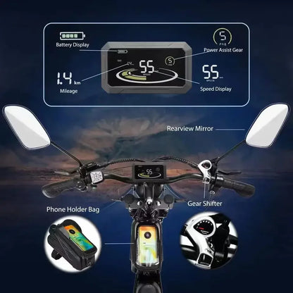 Electric Bicycle 2000W Powerful Dual Motor 52V 40Ah Dual Battery Q20 Ebike Motorcycle Mountain 20X4.0 Fat Tire Electric Bike