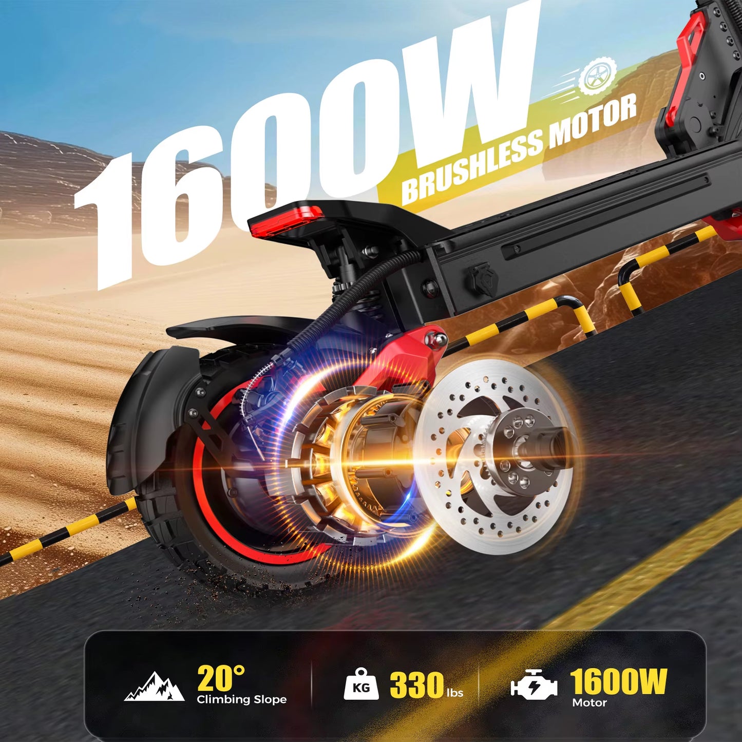 NEW 1600W Adult Foldable Electric Scooter Dual Brakes Long Endurance 11Inch Off-Road Tires High Performance Commute E-Scooter