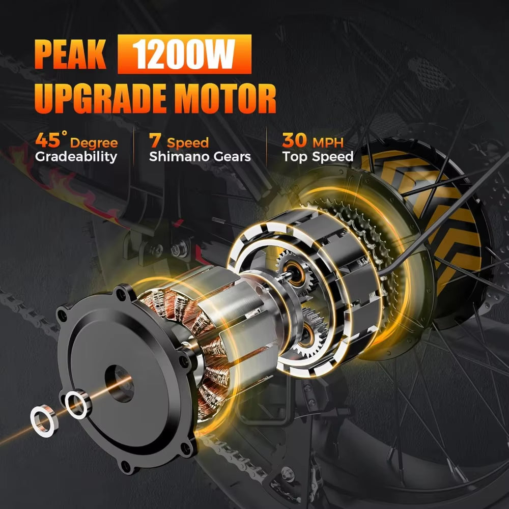 Electric Bike,1200W Peak Upgrade Motor & 30MPH & 70Miles] Full Suspension Ebike with 48V 13Ah Removable Battery Electric Bicycle