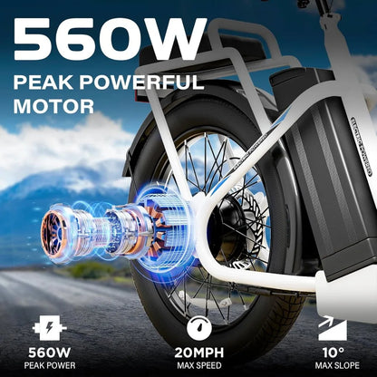 1200W Electric Scooter with Seat, 20" Fat Tire Electric Bike with 48V Removable Battery, up to 30Miles & 20MPH