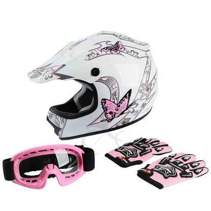 DOT Motorcycle Youth Kids Child Helmet Full Face Motocross Casco Moto Off-Road Street Goggles Gloves Bike Helmets ATV Capacete