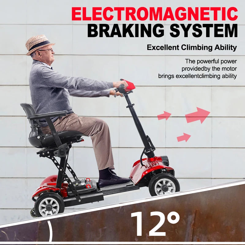 Four-Wheeled Mobility Scooter for Seniors,250W, 48V 13AH, 8Km/H, 18Km,265Lbs Max Range,2025 New E-Scooter