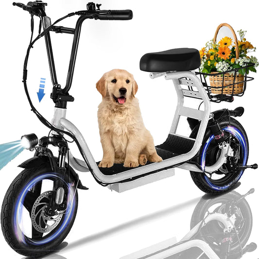 Hoteel Peak 819W Electric Scooters for Adults, 25 Miles Range, 20MPH Top Speed, Foldable Electric Scooter with Seat, Dual Shock Absorbing Electric Bike for Commuting