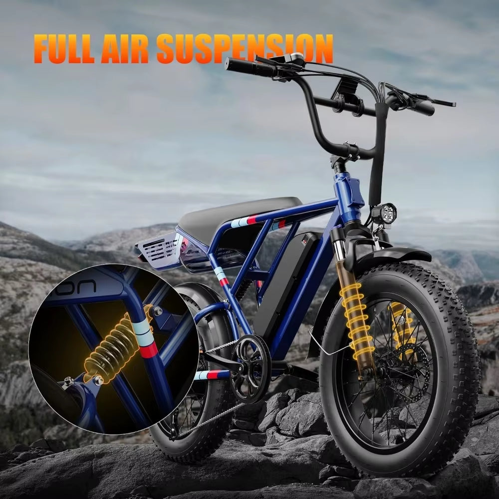 Electric Bike,1200W Peak Upgrade Motor & 30MPH & 70Miles] Full Suspension Ebike with 48V 13Ah Removable Battery Electric Bicycle