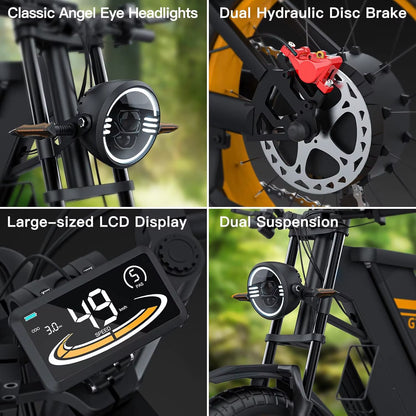 Electric Bike for Adults,1000W/2000W/3000W Motor,Removable Battery,93-145Miles Electric Motorcycle,20"X4.0 Fat Tire Ebike Adults