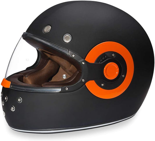 DOT Daytona Retro Full Face Motorcycle Helmet: Vintage Style for Men, Women, & Youth - Dull Black W/ Dull Black Accents