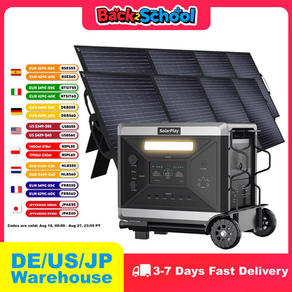 SOLARPLAY LCD Display Electric Power Station Photovoltaic Panel 400W Emergency Solar Kit with Trolley Outdoor Camping Equipment