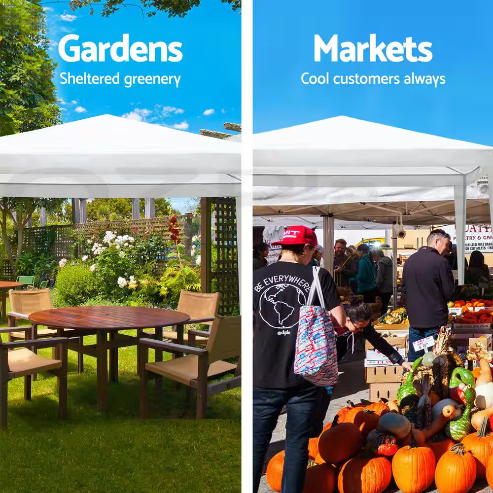 10 Ft. X 20 Ft. White Pop-Up Canopy Wedding Party Canopy Tent Outdoor Gazebo with 6-Removable Sidewalls