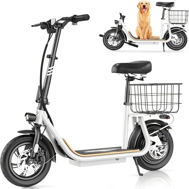 Caroma Electric Scooters for Adults&Teens, 350W Peak Motor, 30 Miles Max Range, Foldable Electric Scooter and Detachable Basket