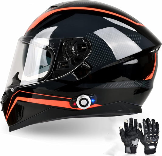 Bluetooth Motorcycle Helmet Freedconn BM12 DOT Full Face Bluetooth Helmets Motorcycle Dual Visor Helmet with Integrated Intercom System/ 2~3 Riders Pair/ 500M/ FM/ MP3/ Voice Dial (Multi-Color, XL)
