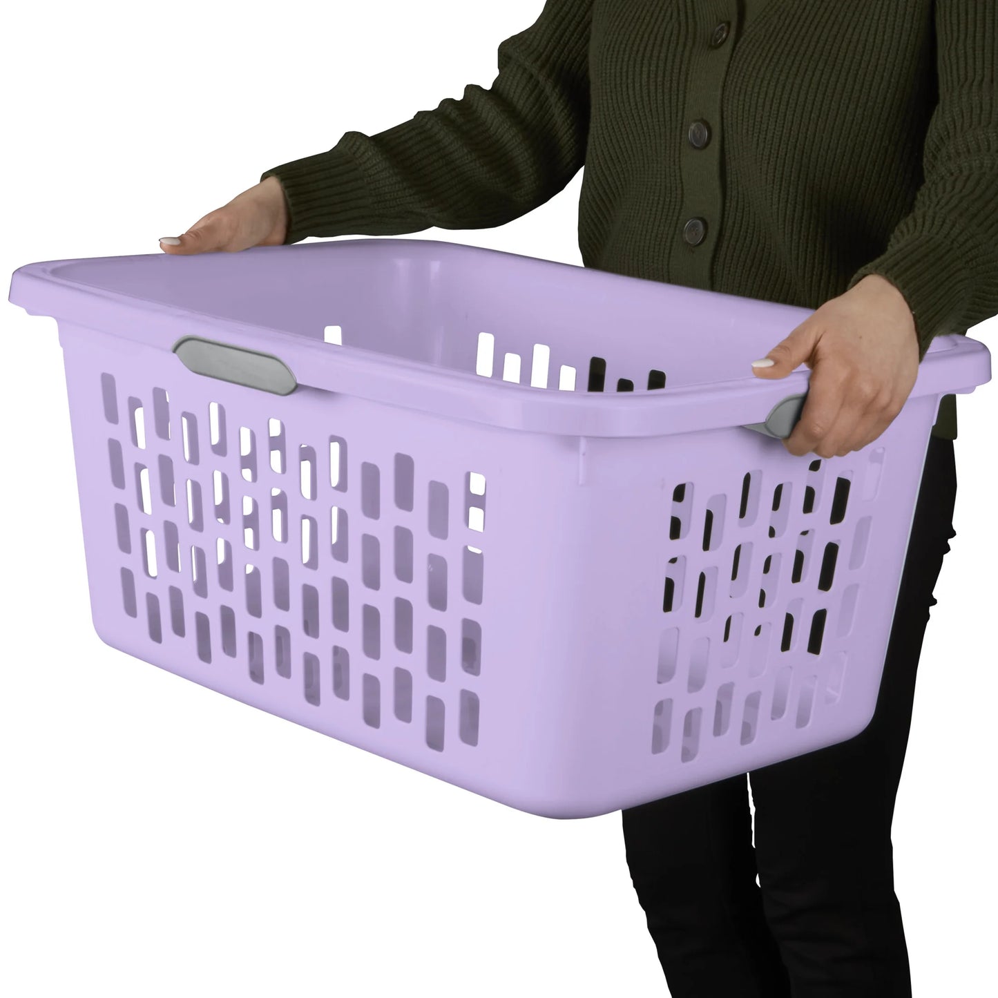 Sterilite 2 Bushel Laundry Basket, Large Plastic Laundry Basket with 4 Comfort Grip Handles, Lilac Bud, 6 Pack