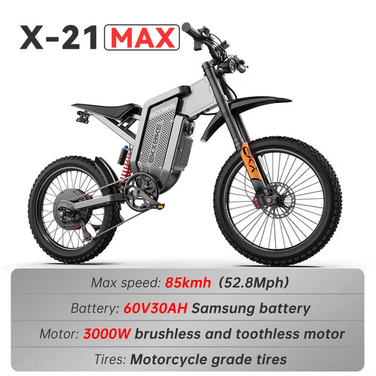 EKX X21 Max Electric Motorcycles Peak 6000W Brushless Gearless Motors 60V30AH Lithium Battery Speed 85Kmh Adult off Road Ebike