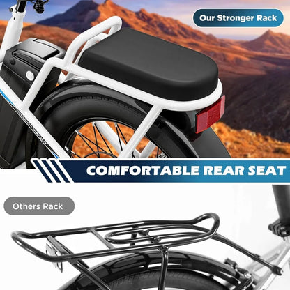 1200W Electric Scooter with Seat, 20" Fat Tire Electric Bike with 48V Removable Battery, up to 30Miles & 20MPH